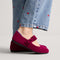 hover | Model wearing The Kids Tux Bow Mary Jane in ReVelvet™ Mulberry.