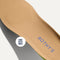 Close up of the Arch Effect Insole on The Daily Flat in Fig Stripe. 