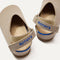 The back heel of The Kids Clog in Dove showing the hook and loop straps.