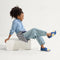 Alternate view of a child wearing The Kids Clog in Indigo Daisy. 
