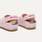 Close up of the back heel strap of The Kids Clog in Pink Crochet.