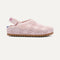 The Kids Clog in Pink Crochet shown from the side. 