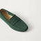 Close up of the toe and vamp of The Men's Driver in Dark Green.