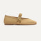 The Max Buckle Mary Jane in Tan Woven shown from the side.