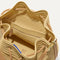 A close up of The Cinch Bucket Bag in Brown Butter Crochet showing the interior pockets.