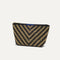 The Small Travel Pouch Set in Toffee Chevron shown from the side.