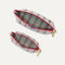 The Travel Pouch Set in Watermelon Market Stripe shown from the top with zipper closure open.