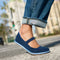Model wearing The Cruiser Mary Jane in ReVelvet™ Navy.