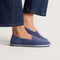 hover | Model wearing The Cruiser Loafer in ReVelvet Fog Herringbone.