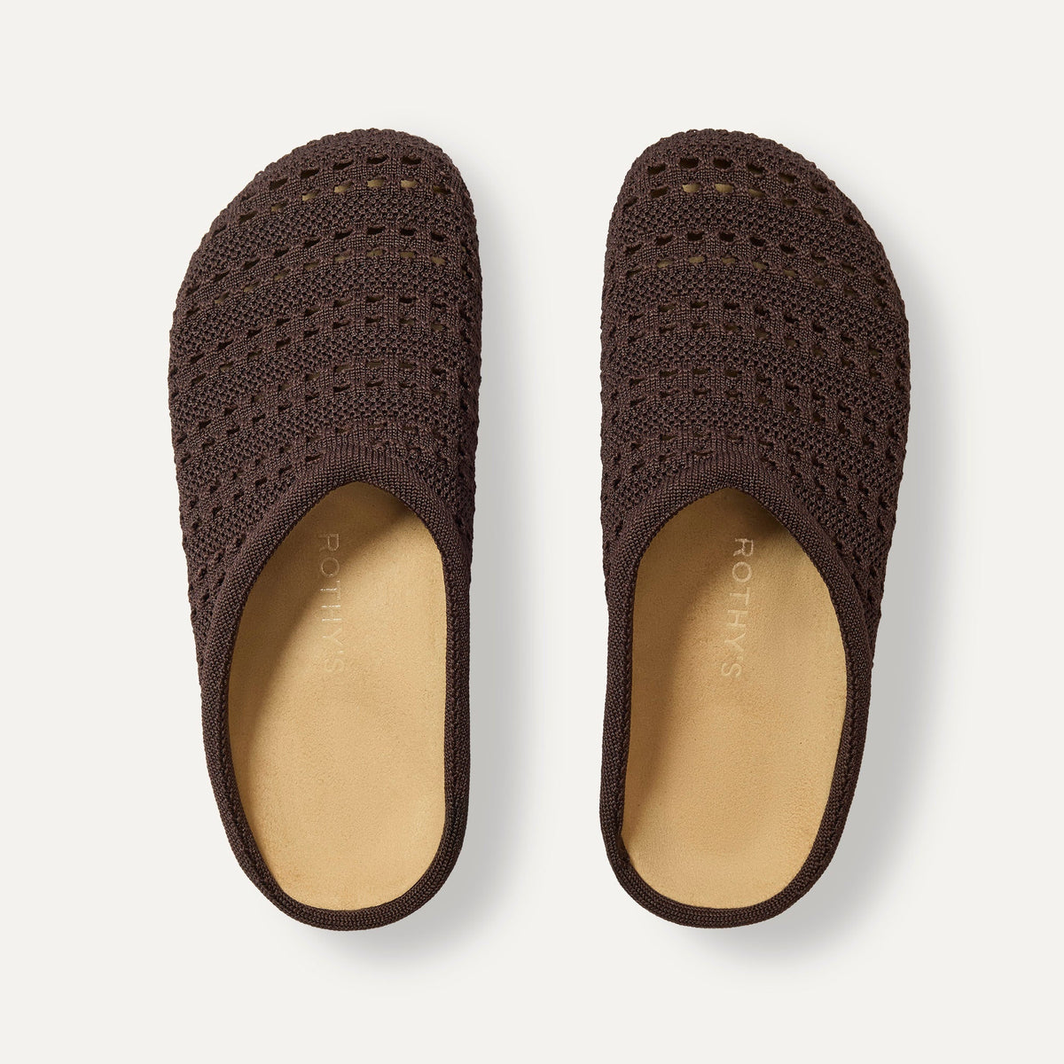 Pink Rothys Clogs The Casual Clog in Chocolate Crochet | Rothy's