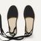 Overlay:: Removable ankle straps! | Alt:: The D'Orsay Espadrille in Black shown from the top.