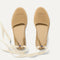 Overlay:: Removable ankle straps! | Alt:: The D'Orsay Espadrille in Camel Crochet shown from the top.