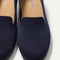 macro | Close up of the toe and vamp of The Daily Loafer in Navy. 