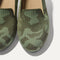 Close up of the toe and vamp of The Daily Loafer in Green Camo. 