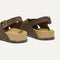Close up of the heel and adjustable strap of The Weekend Sandal in Cinnamon.