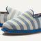 The Mini Loafer in Harbor Stripe view with detailing of the front of the shoe.
