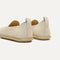 The Mini Loafer in Cream Puff Stripe shown from the back view with the heel detail.