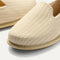 The Mini Loafer in Cream Puff Stripe view with detailing of the front of the shoe.