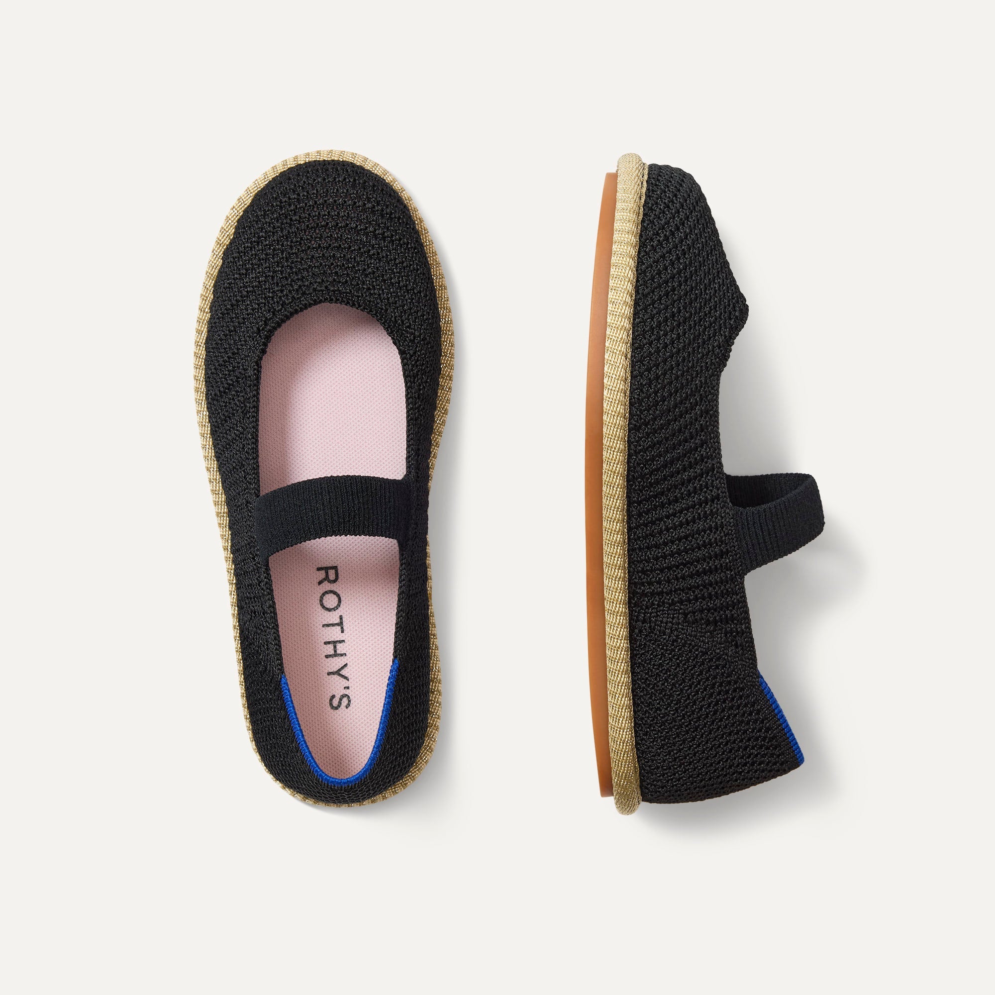 The Mini Mary Jane in Black Raffia-Knit shown from the top.