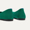 Close up of the heel of The Max Square Ballerina in Clover Mesh with Rothy's signature blue halo.