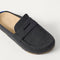 macro | The toe and penny keeper detail of The Penny Clog in Soft Black.