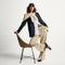 Alternate view of a model wearing The Ivy Sneaker in ReVelvet Black. 