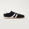 The Ivy Sneaker in ReVelvet Black shown from the side. 