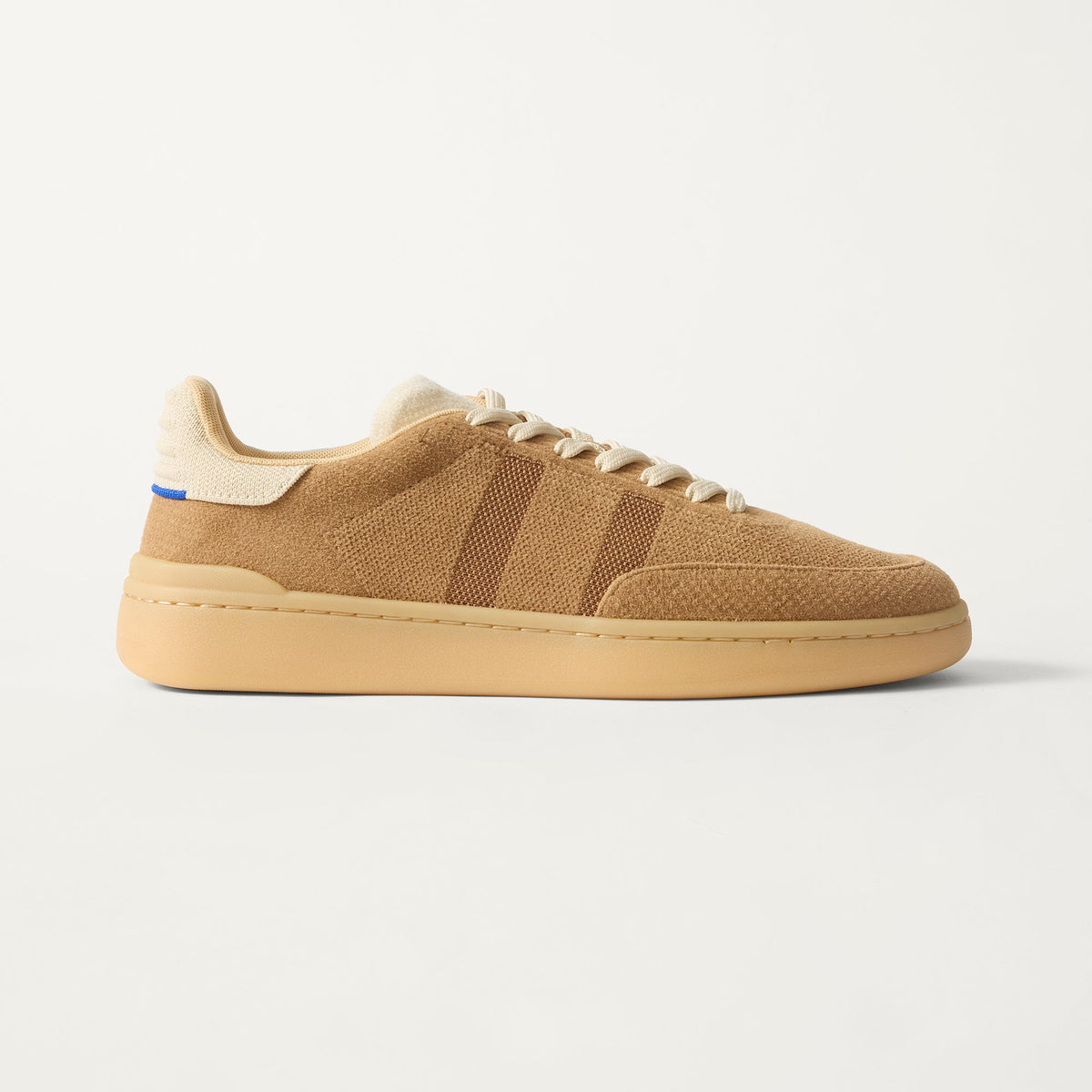 side | The Men's Court Sneaker in ReVelvet™ Pecan shown from the side.