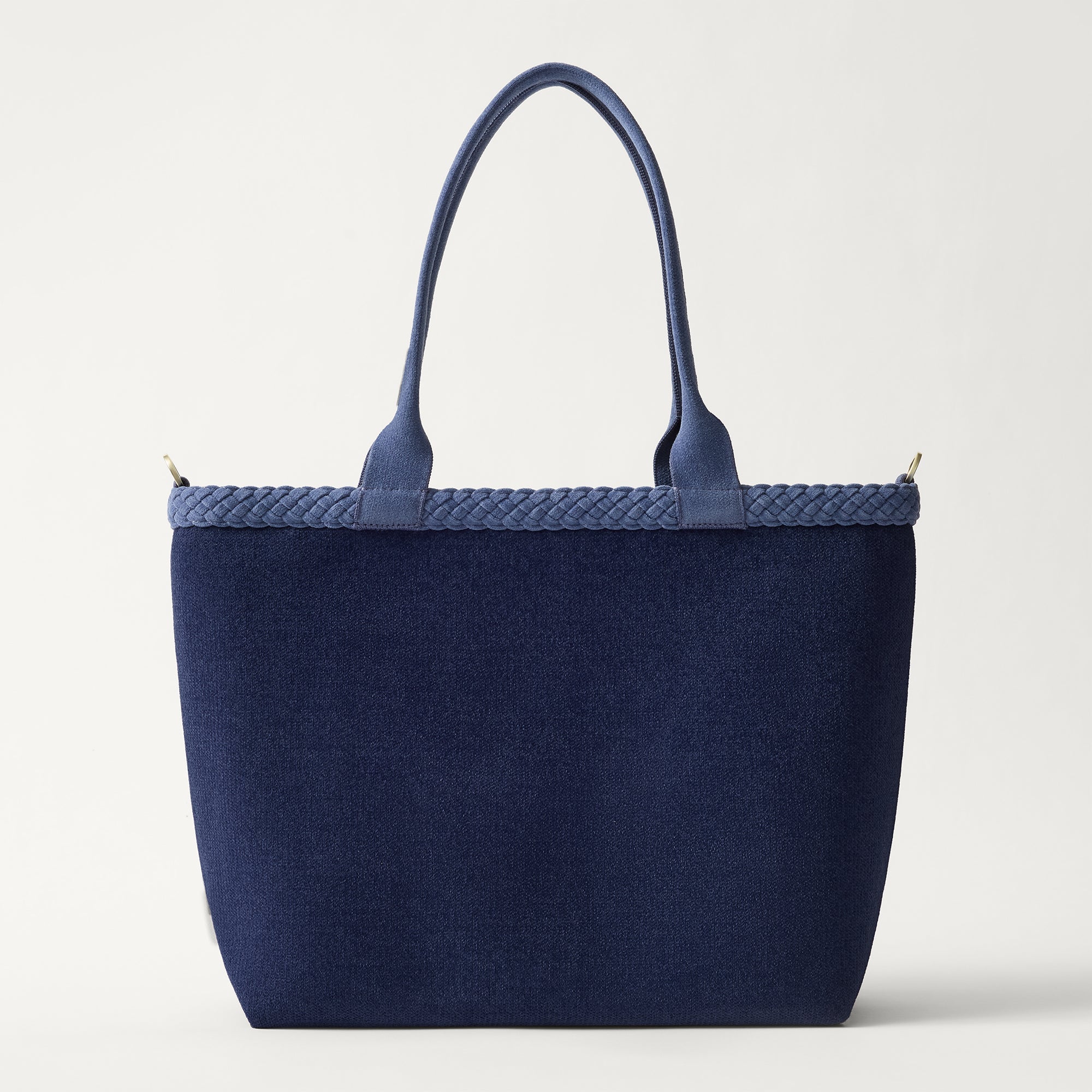 PDP | The Lightweight Zip Tote in ReVelvet Deep Navy shown from the front.