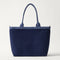 PDP | The Lightweight Zip Tote in ReVelvet Deep Navy shown from the front.
