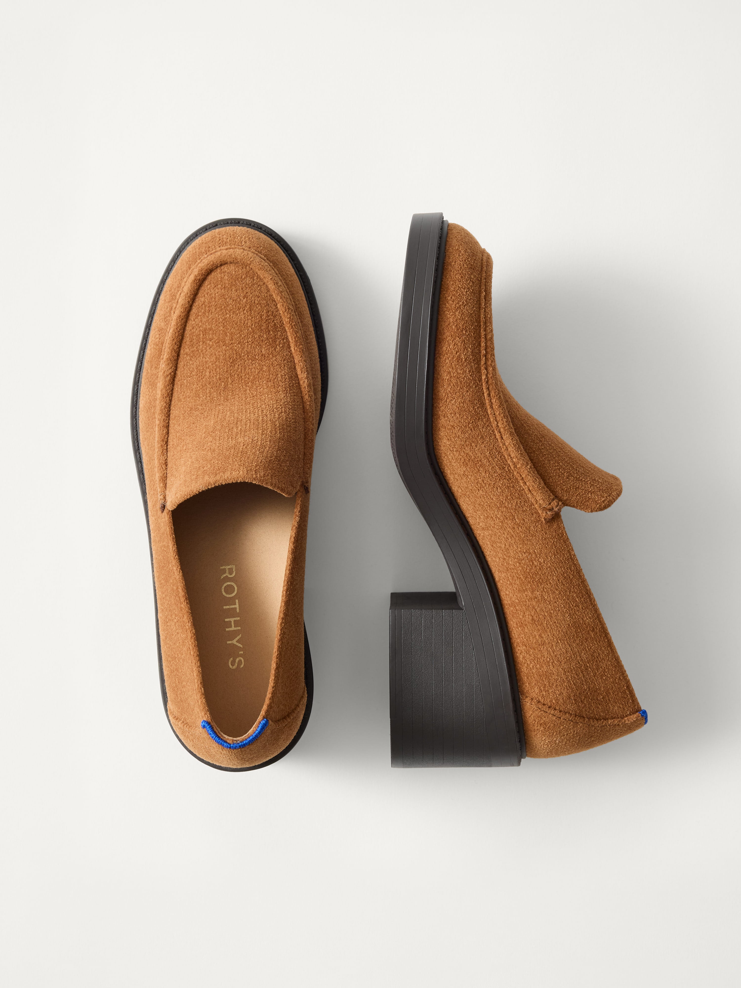 The Block Heel Loafer in ReVelvet™ Caramel | Rothy's