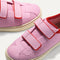 Close up of the vamp of The Kids Strap Sneaker in Tutu Open-Knit. 