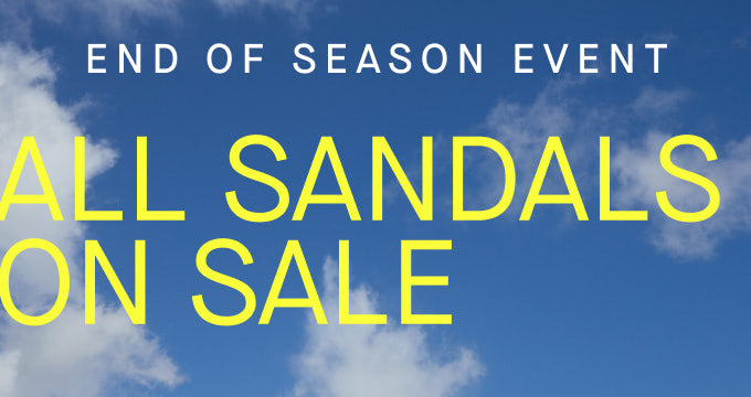 a graphic that reads End of Season Event All Sandals On Sale