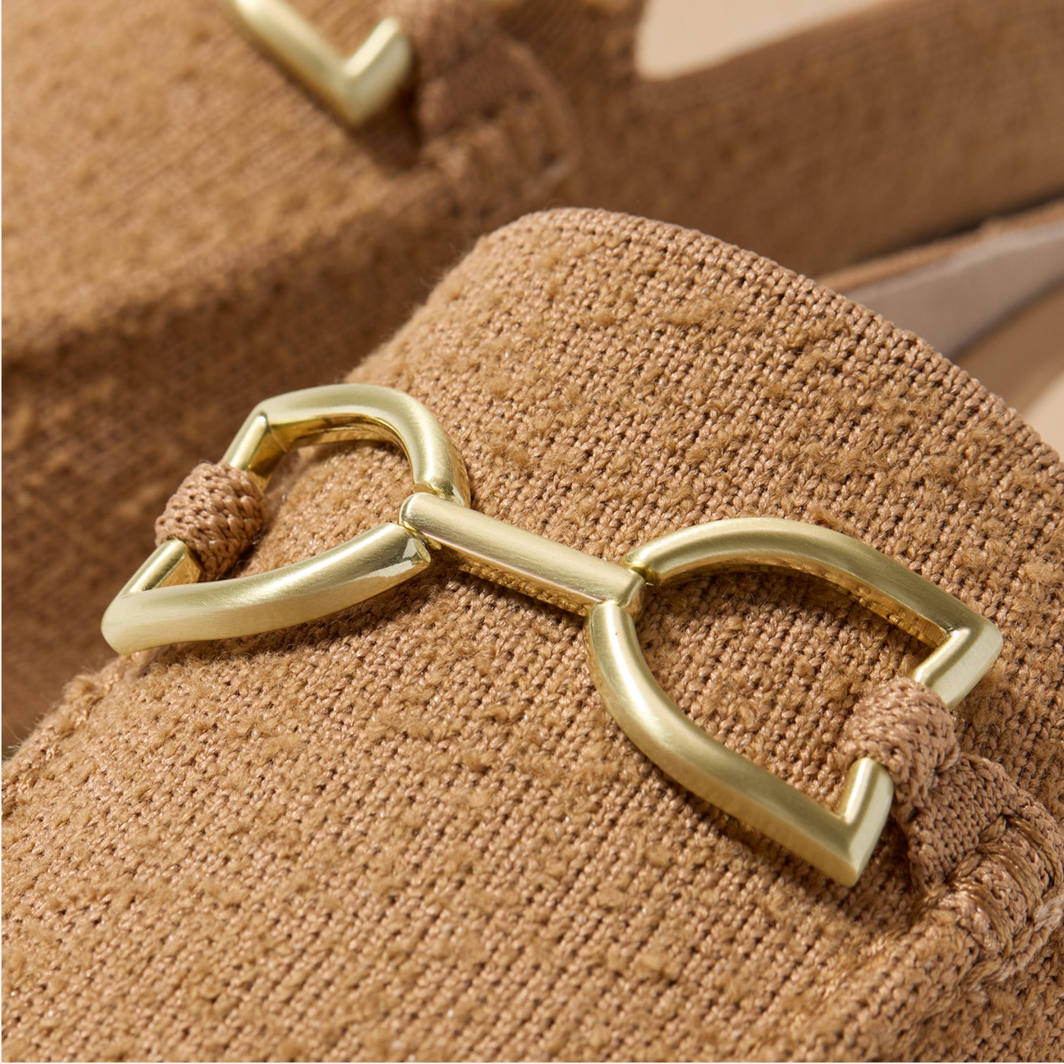 Close up of the gold hardware on The Double Bit Loafer Mule.