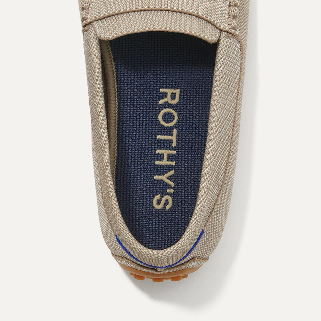 A close up view of the insole of The Driving Loafer.
