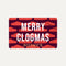 Card with 'Merry Clogmas' text and Rothy's logo on a red brick pattern background