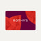Rothy's gift card with red and purple design on a white background
