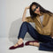 Alternate view of a model wearing The Max Square Mary Jane in ReVelvet™ Syrah.