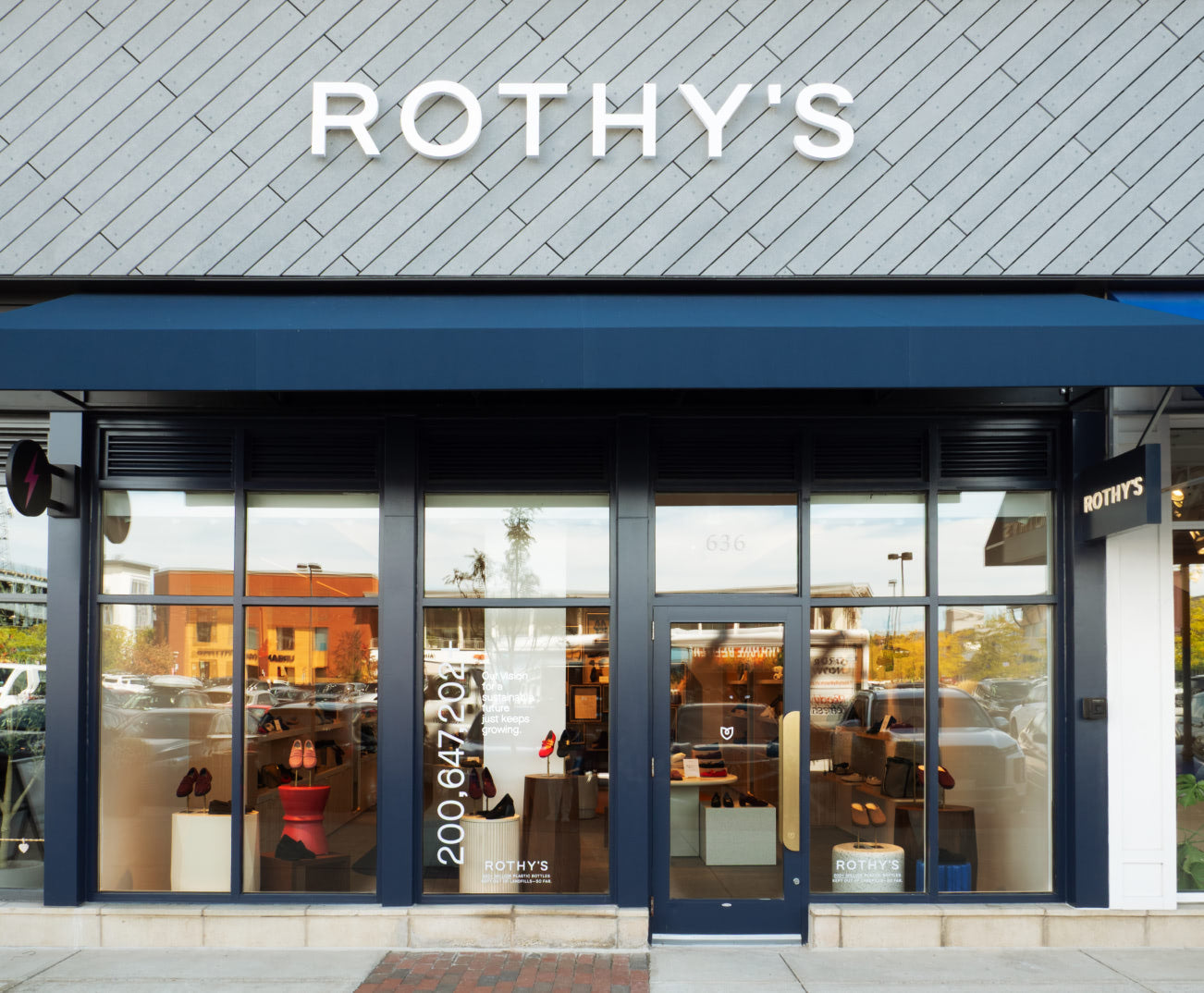 Rothy's store front with large glass windows and visible branding at LegacyPlace.