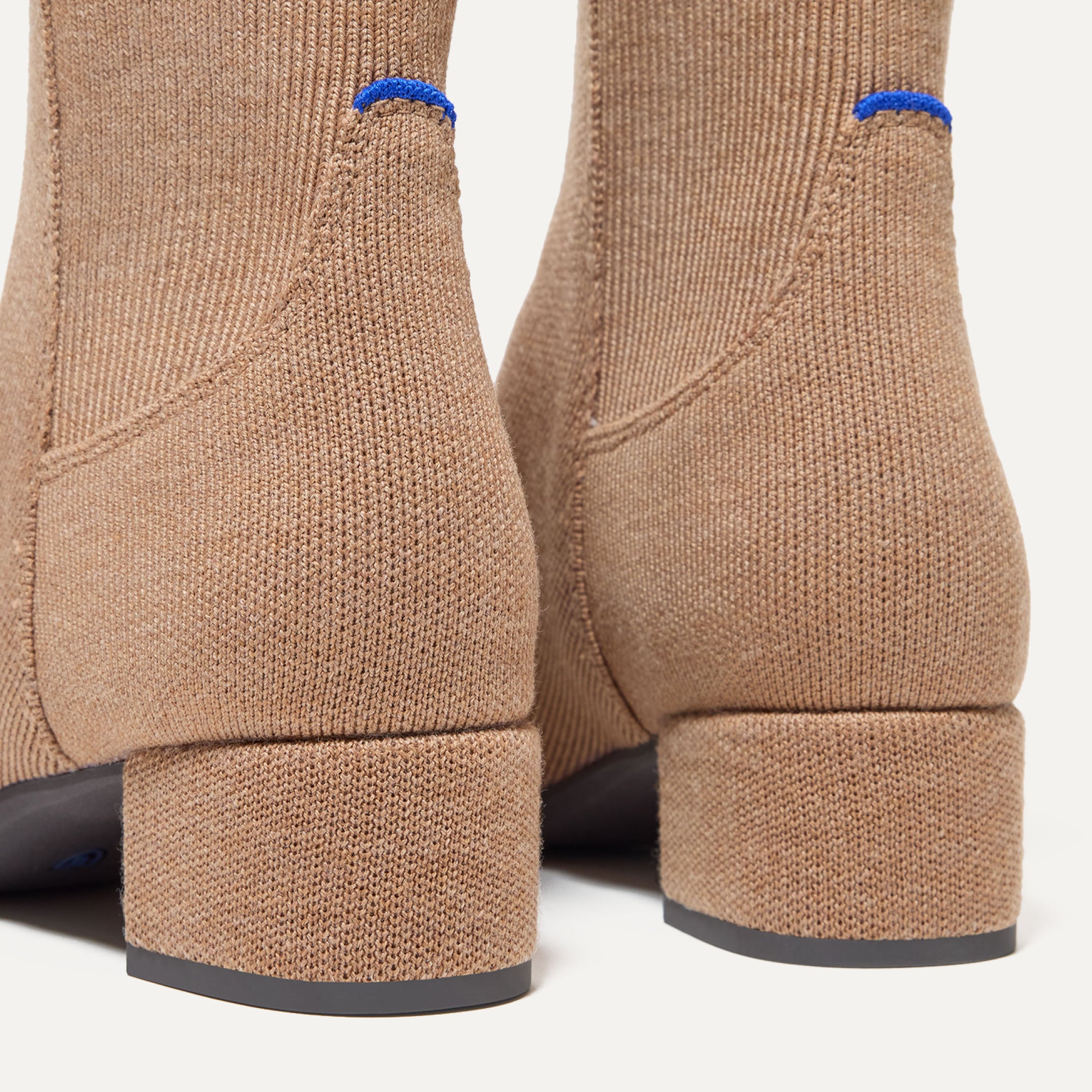 A closeup of the block heels of The Classic Boot.