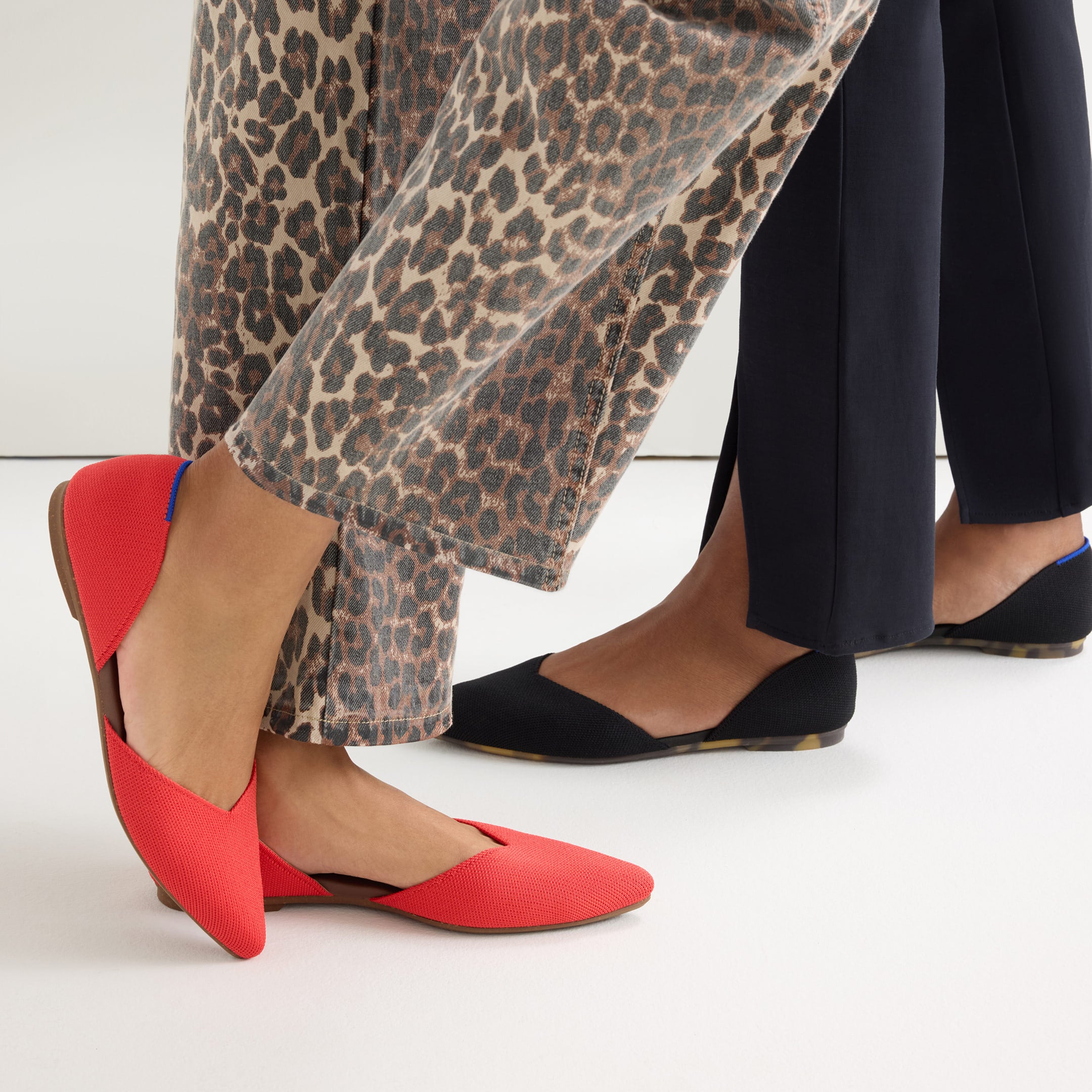 Models wearing The D'Orsay Point. 