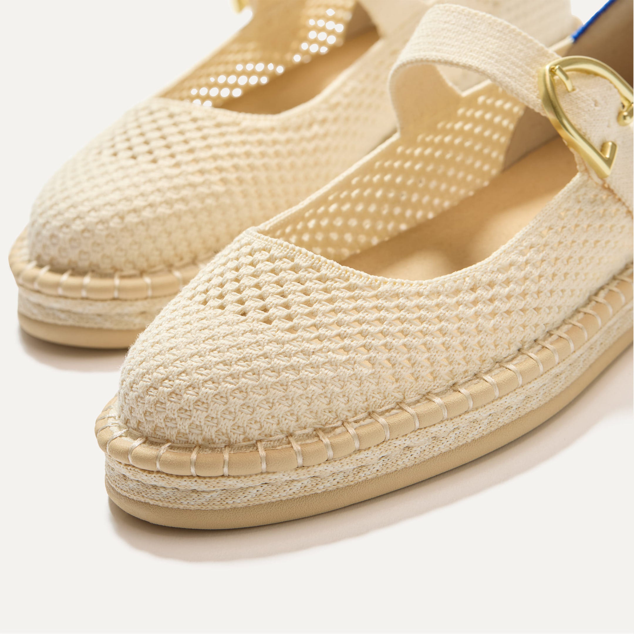 Close up of the vamp of The Espadrille Mary Jane. 