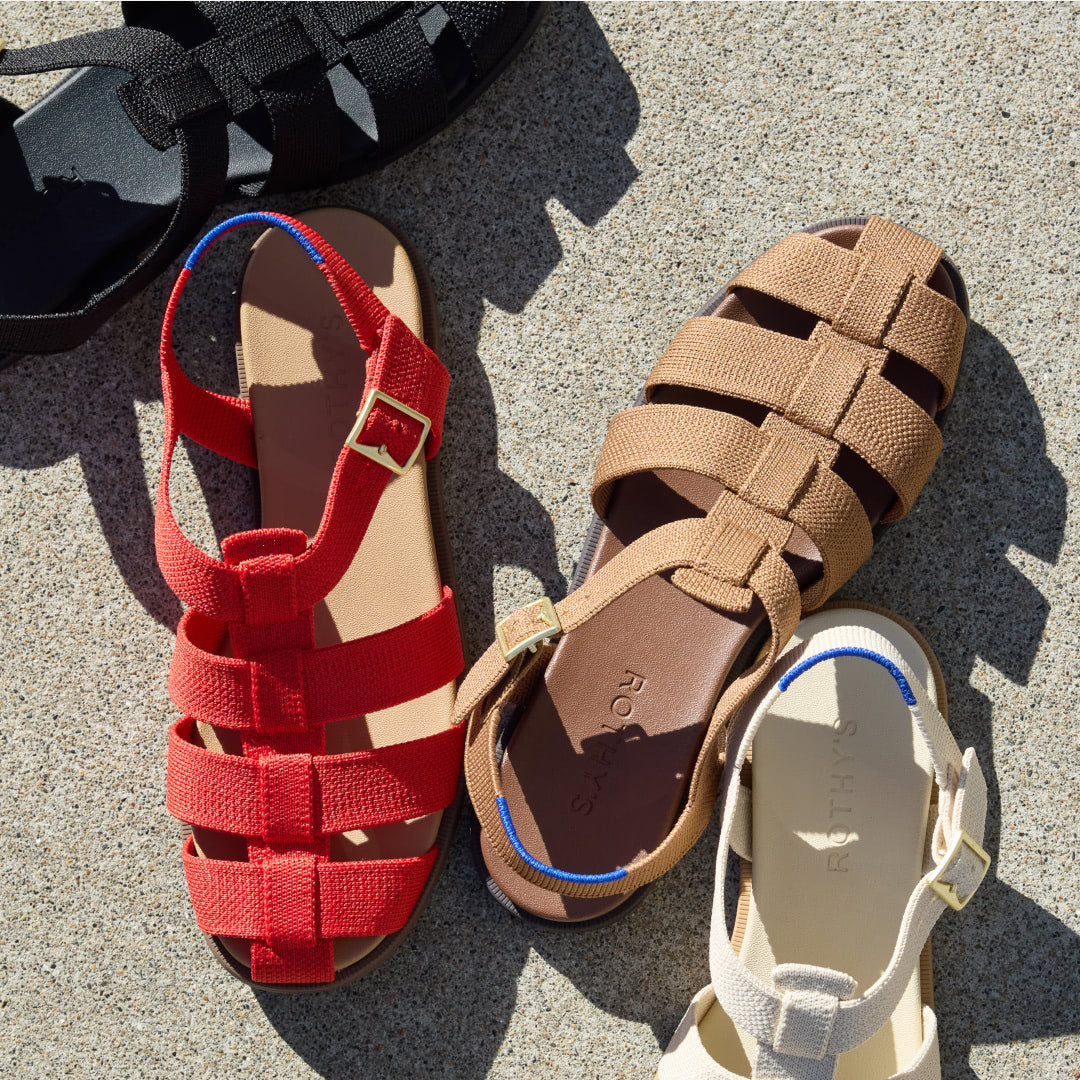 Close up of The Fisherman Sandal in multiple colors.