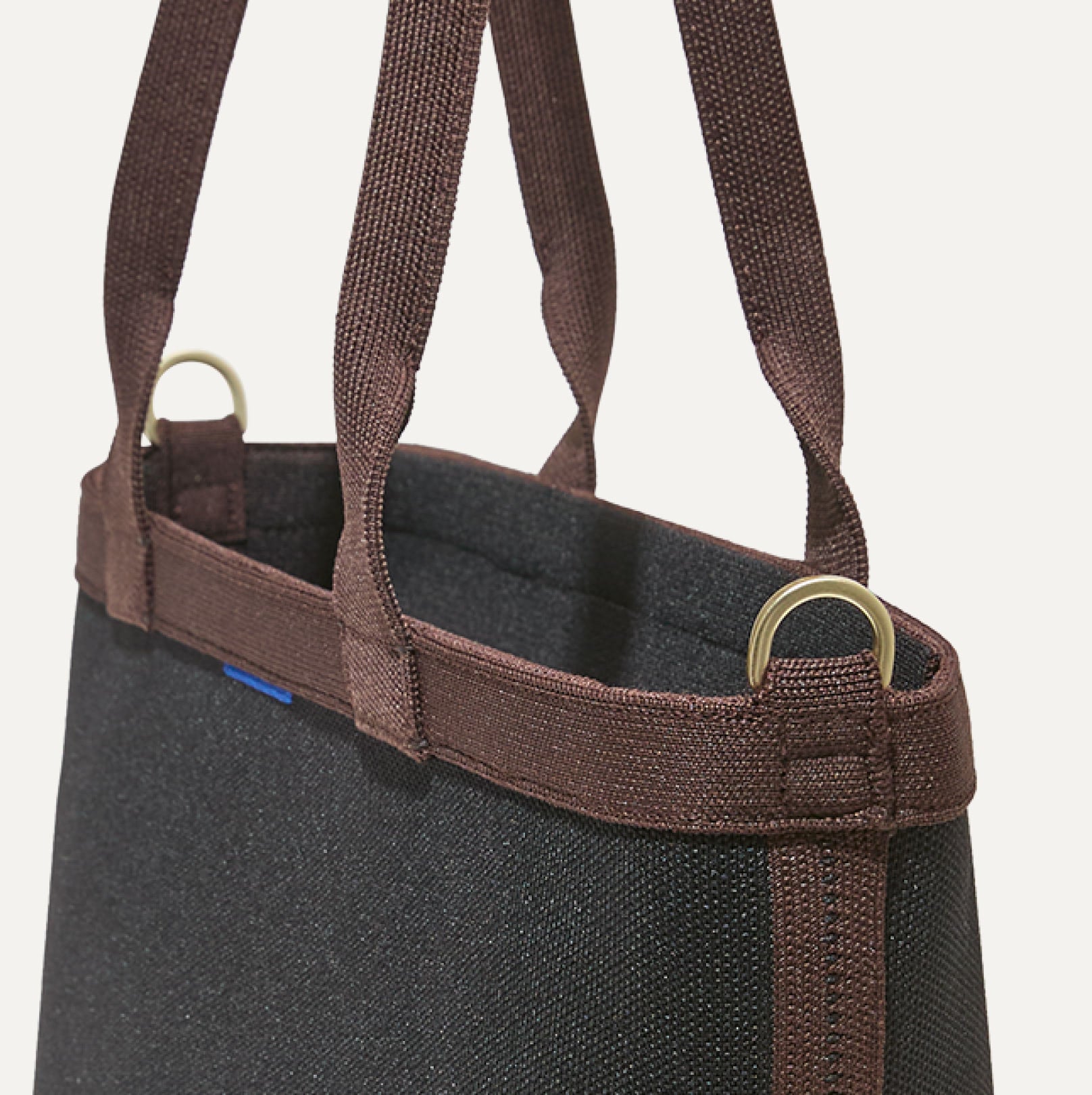 Closeup shot of The Lightweight Zip Tote showing the hardware and handles.