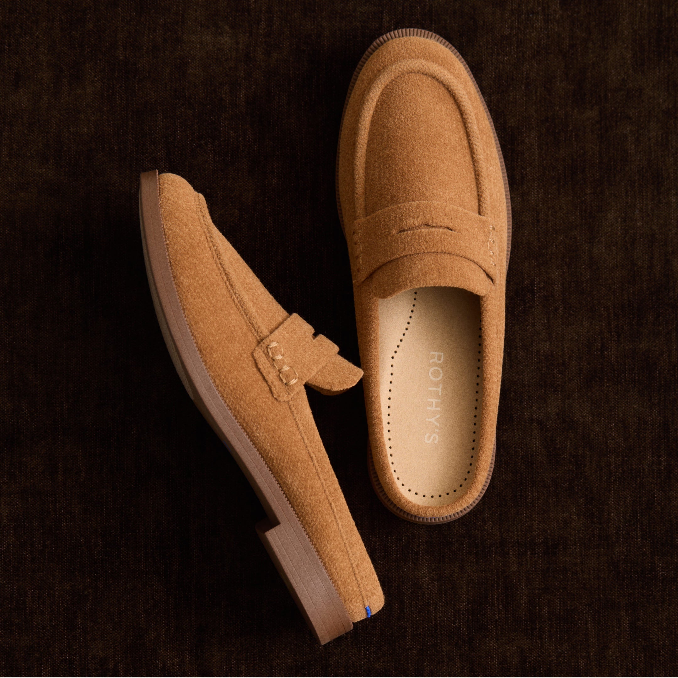 Top and side view of The Penny Loafer Mule from above.