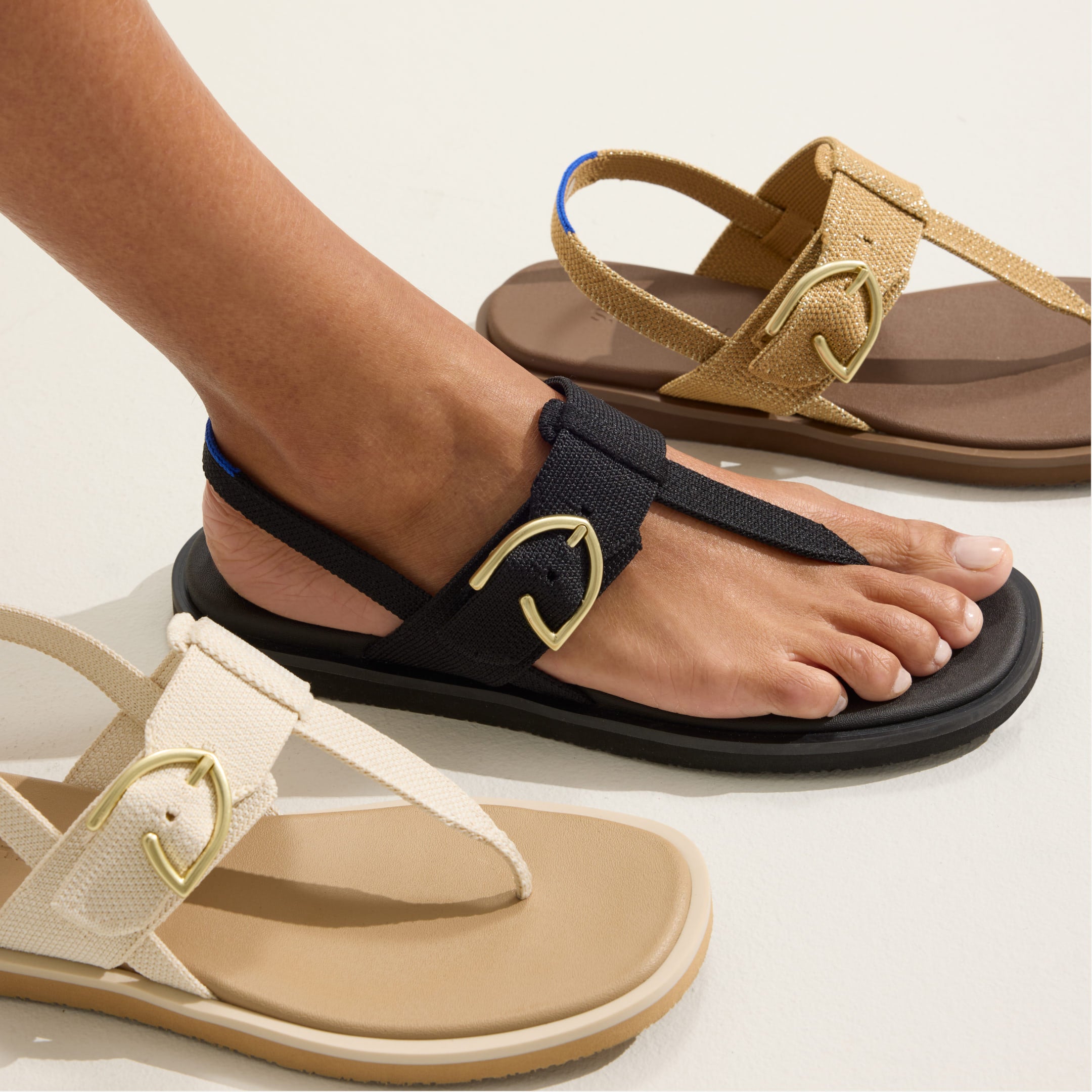 The T-Strap Sandal in Cream Puff | Women's Sandals | Rothy's