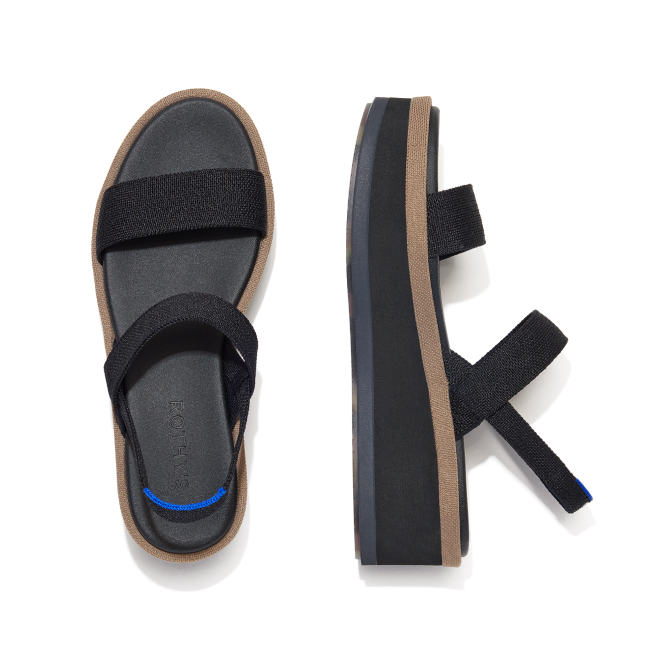 Black Lightweight Wedge Sandal Shoe