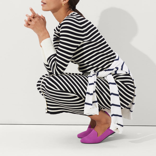 hover | Model wearing The Loafer in Wild Orchid. 