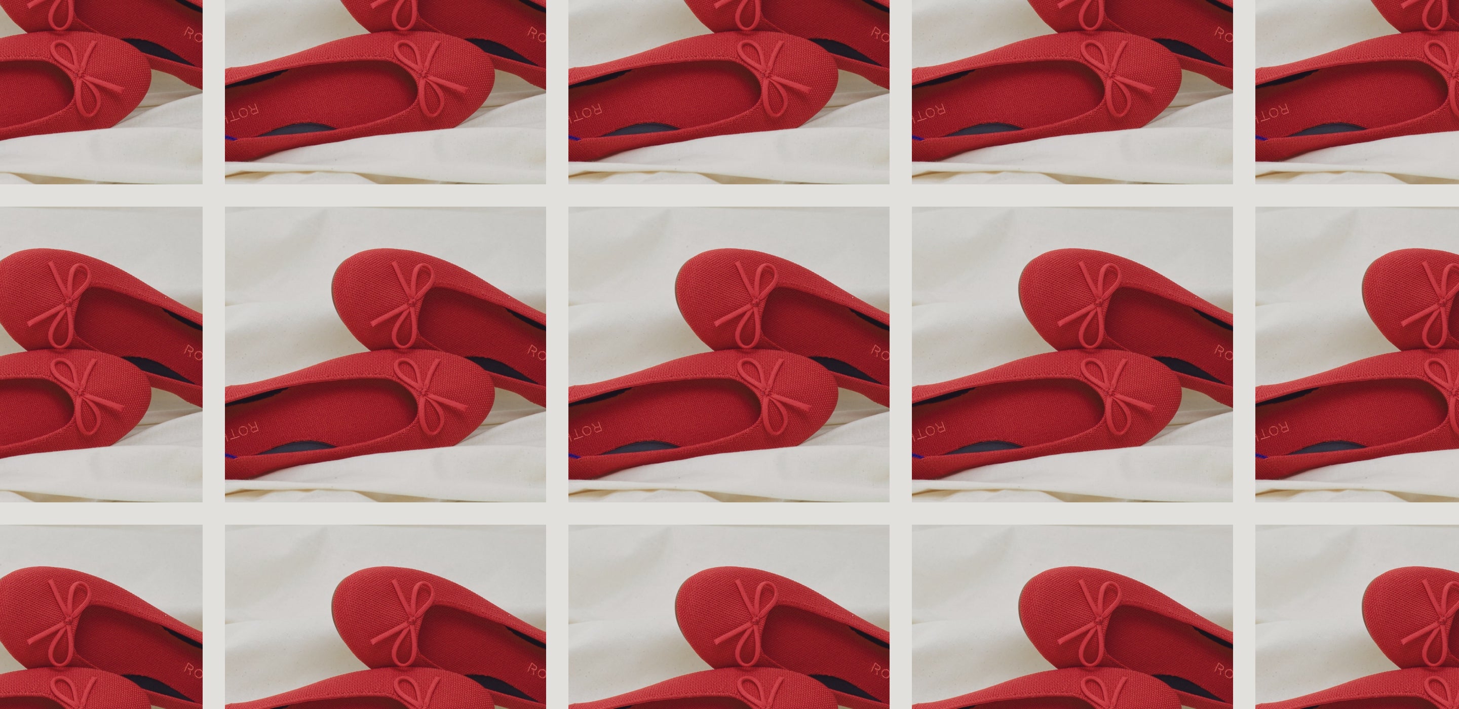 An animated collage of images of the Rothy's Ballet Flat.