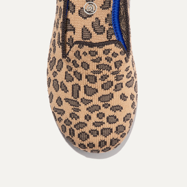 The Kids slip-on Loafer in Spotted shown from the top view with detailing of the front of the shoe.